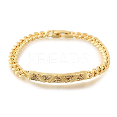 Brass Micro Pave Clear Cubic Zirconia Link Bracelets BJEW-F498-03B-G-1