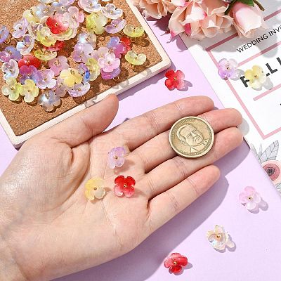 80Pcs 8 Colors Gradient Color Glass Pendants PALLOY-CJ00067-1