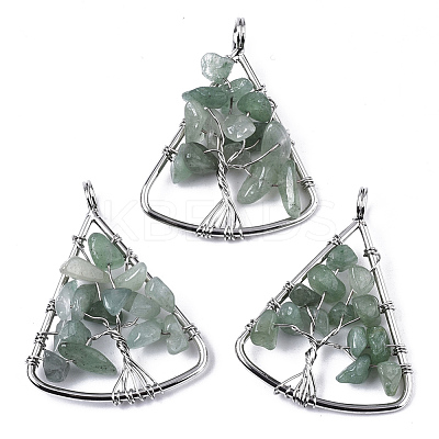 Natural Green Aventurine Big Pendants G-T133-P03F-1