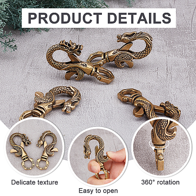 4Pcs 2 Styles Tibetan Style Brass Lobster Claw Clasps FIND-AR0002-52-1