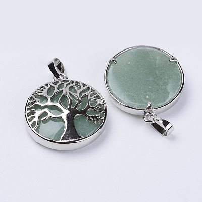 Natural Green Aventurine Pendants G-P350-D03-1