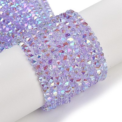 Electroplate Glass Beads Strands GLAA-Q105-02-1