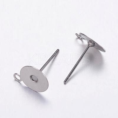 Non-Tarnish 304 Stainless Steel Stud Earrings Findings STAS-K146-013-8mm-1