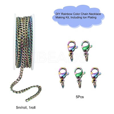 DIY Rainbow Color Chain Necklace Making Kit DIY-YW0005-90-1