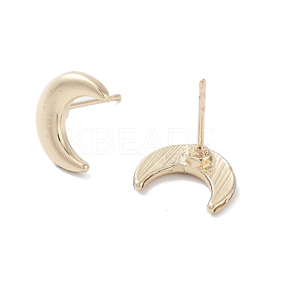Moon Alloy Studs Earrings for Women EJEW-H309-02KCG-1