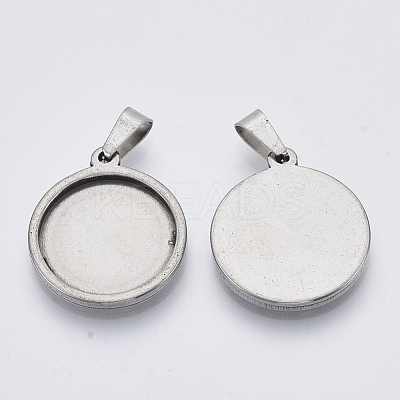 Non-Tarnish 201 Stainless Steel Pendant Cabochon Settings STAS-S073-02A-P-1