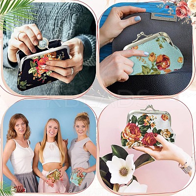 Flower Printed Cloth Wallets AJEW-YWC0001-11A-1