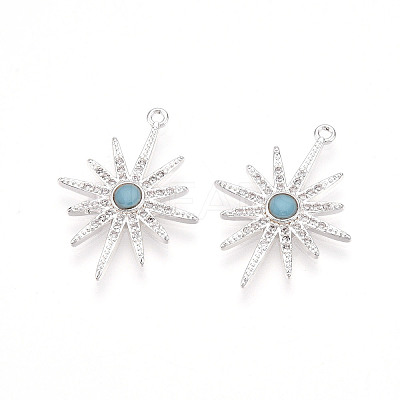Brass Micro Pave Cubic Zirconia Enamel Pendants KK-T074-57P-1