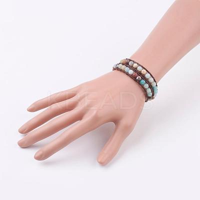Two Loops Natural Amazonite Wrap Bracelets BJEW-JB03285-01-1
