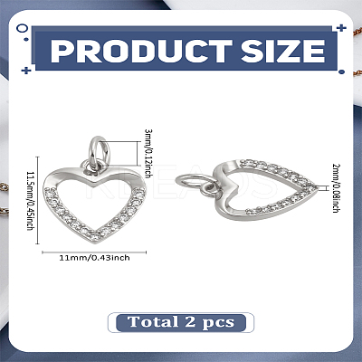 2Pcs Long-Lasting Plated Brass Micro Pave Cubic Zirconia Charms ZIRC-LP0001-60P-1