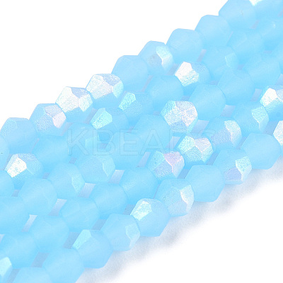 Imitation Jade Bicone Frosted Glass Bead Strands EGLA-A039-J2mm-MB03-1