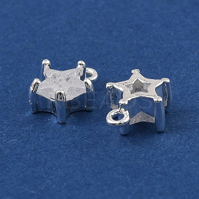 Brass Micro Pave Cubic Zirconia Charms KK-C155-09S-01-1