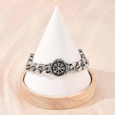 Stainless Steel Viking Compass Link Bracelets BJEW-D379-15ASP-1