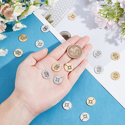 16Pcs 2 Style 201 Stainless Steel Pendants STAS-DC0002-92-1