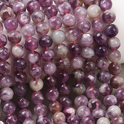 Natural Lepidolite/Purple Mica Stone Beads Strands G-G160-A01-04-1