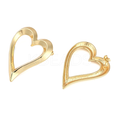 Heart Rack Plating Brass Stud Earrings for Women EJEW-S325-04G-1