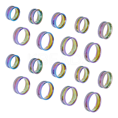 18Pcs 9 Size 201 Stainless Steel Grooved Finger Rings Set for Men Women STAS-UN0045-59A-M-1