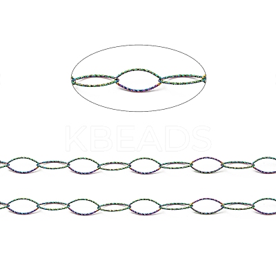 Ion Plating(IP) 304 Stainless Steel Textured Horse Eye Link Chains CHS-I020-01A-RC-1