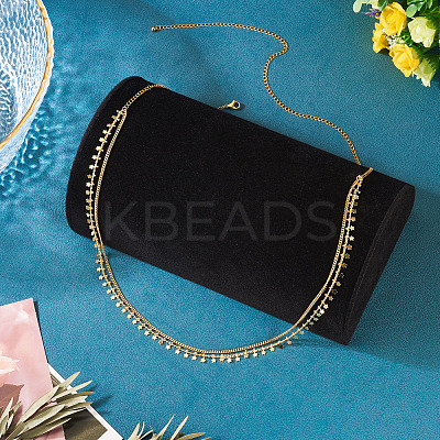 Brass Star Charm Double Layer Curb Waist Chains for Women NJEW-TA00192-1