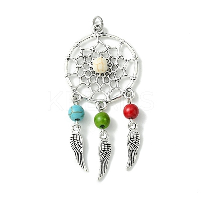 2Pcs 2 Styles Synthetic Turquoise Dyed Big Pendants PALLOY-JF02309-01A-1