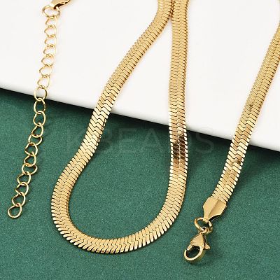 Ion Plating(IP) 201 Stainless Steel Herringbone Chain Necklaces NJEW-M187-06G-1