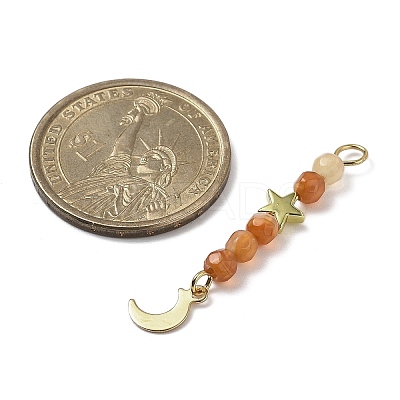 3Pcs 3 Styles Natural Carnelian Faceted Round Beaded Pendants PALLOY-JF03604-01-1