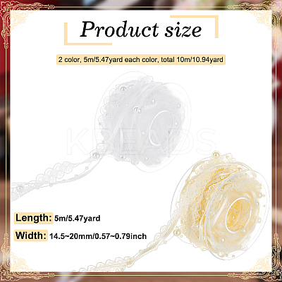 2 Rolls 2 Colors Plastic Imitation Pearl Beaded Trim OCOR-FG0002-06-1