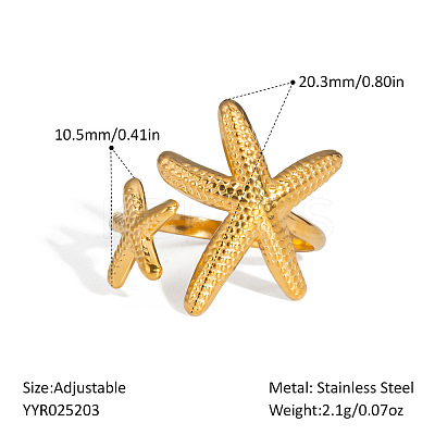 Ocean Themes Stainless Steel Adjustable Cuff Rings for Women VG5206-2-1