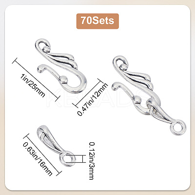 70Pcs Tibetan Style Alloy Hook and Eye Clasps FIND-SC0008-05-1