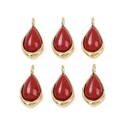 Synthetic Red Gemstone Teardrop Charms KK-B157-33A-G-1