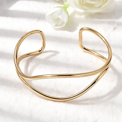 304 Stainless Steel Cuff Bangles for Women LS-BJEW-Z150-01G-02-1