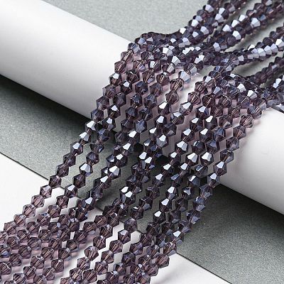 Transparent Electroplate Glass Beads Strands EGLA-A039-T4mm-A04-1
