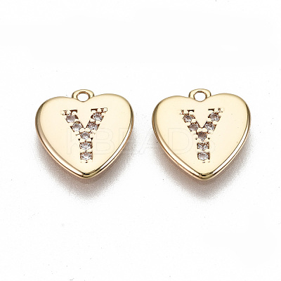 Brass Micro Pave Clear Cubic Zirconia Charms KK-N231-234Y-NF-1