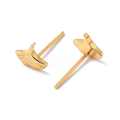 Brass Ginkgo Leaf Stud Earrings for Women EJEW-P199-18G-1