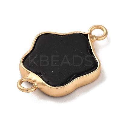 Natural Black Stone Flower Connector Charms KK-U042-17G-07-1