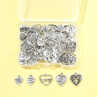 80Pcs 5 Styles Tibetan Style Zinc Alloy Charms TIBEP-FS0001-38-1