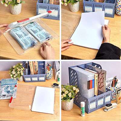 3Pcs 3 Colors Portable Transparent Plastic A4 File Box CON-SZ0001-15-1
