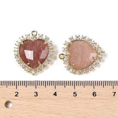 Natural Strawberry Quartz Faceted Heart Pendants G-I382-03G-06-1