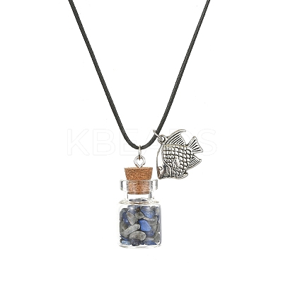 3Pcs 3 Styles Natural & Synthetic Mixed Gemstone Chips Wish Bottle Pendant Necklaces Set NJEW-FZ00013-1