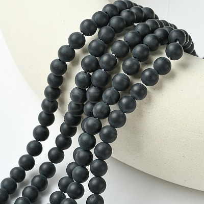 Dyed & Heated Natural Black Agate Beads Strands LS-G-P088-14-6mm-1