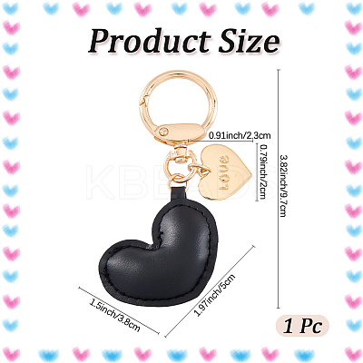 1Pc Imitation Leather Heart Keychain KEYC-CL0001-14A-1