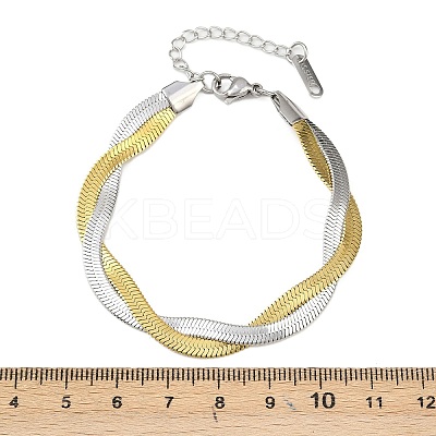 201 Stainless Steel Multi-strand Bracelets for Women BJEW-H633-03GP-1