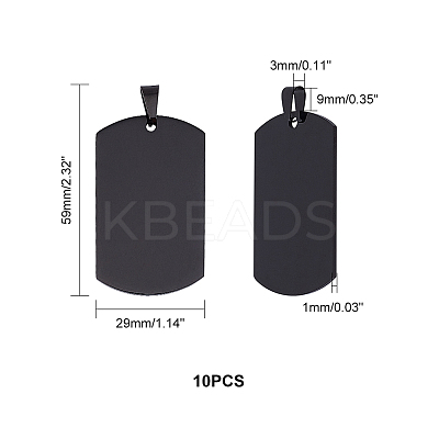 Men's 316 Surgical Stainless Steel Big Rectangle Hand Stamping Blank Tag Big Pendants STAS-UN0002-76B-1