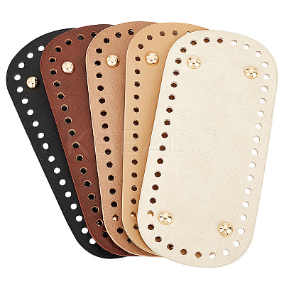 5Pcs 5 Colors Oval PU Leather Knitting Crochet Bags Nail Bottom Shaper Pad PURS-PH0001-21-1