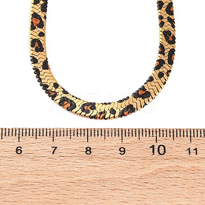 304 Stainless Steel Leopard Print Flat Snake Chain Necklaces for Women NJEW-A044-02B-G-01-1