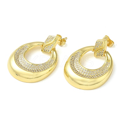 Twist Donut Clear Cubic Zirconia Stud Dangle Earrings EJEW-G373-04G-1