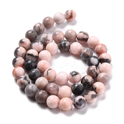 Natural Pink Zebra Jasper Round Bead Strands G-E334-8mm-11-1