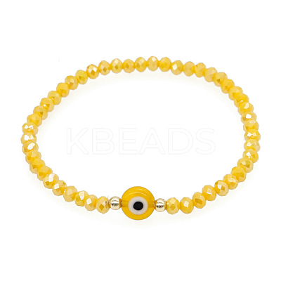 Glass & Brass Beads Stretch Bracelets IC9410-5-1