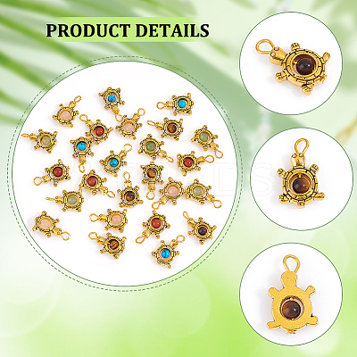 60Pcs Natural & Synthetic Mixed Gemstone Pendants PALLOY-NB0003-95-1