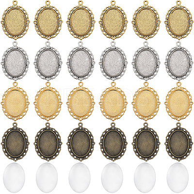DIY Blank Oval Dome Pendant Making Kit DIY-SC0023-72-1